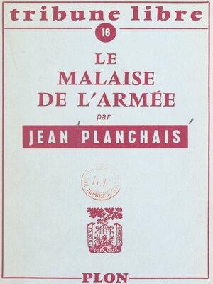 cover image of Le malaise de l'armée